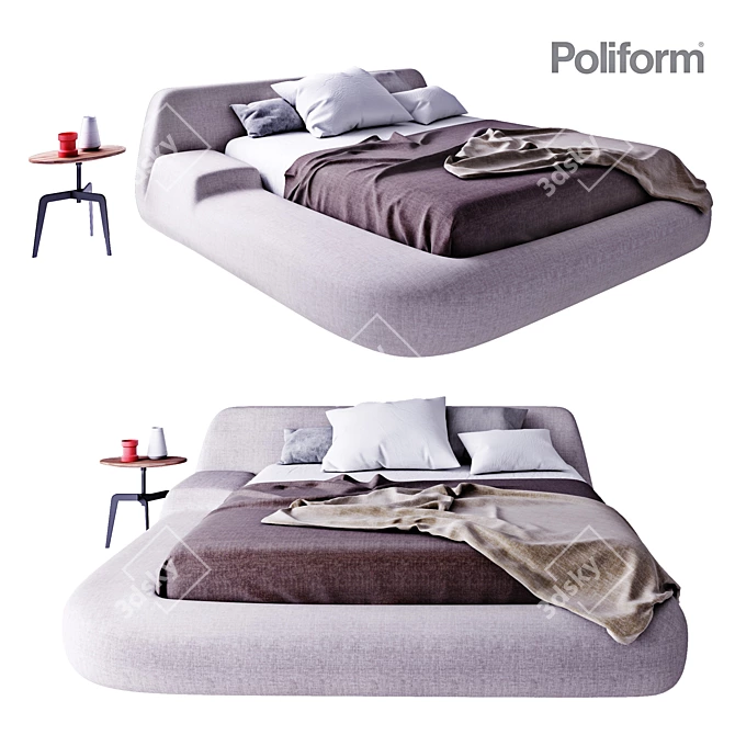 Modern Italian Bed with Customizable Options - Poliform 3D model image 1