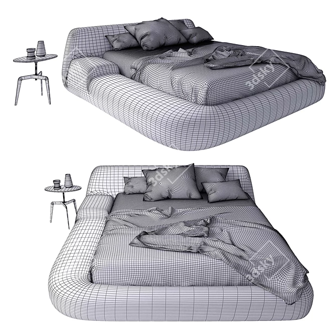 Modern Italian Bed with Customizable Options - Poliform 3D model image 2