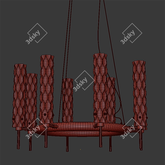 Bamboo Gold Pendant Lighting 3D model image 2