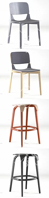 Ton Chair Leaf: Elegant and Sustainable Seating 3D model image 2