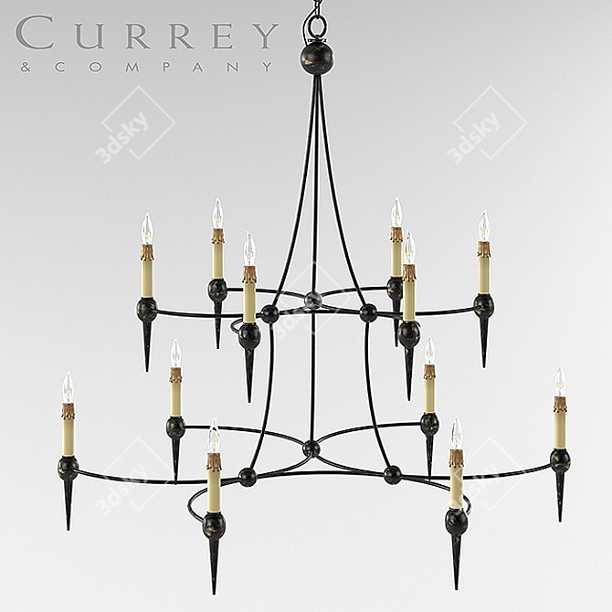 Elegant Black Chandelier: Danielli 3D model image 1