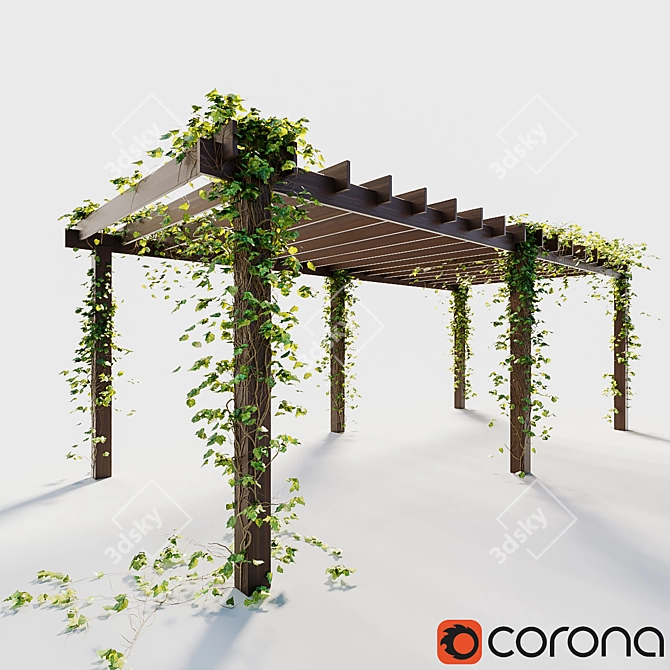 Ivy-Clad Pergola: Stunning Outdoor Accent 3D model image 1