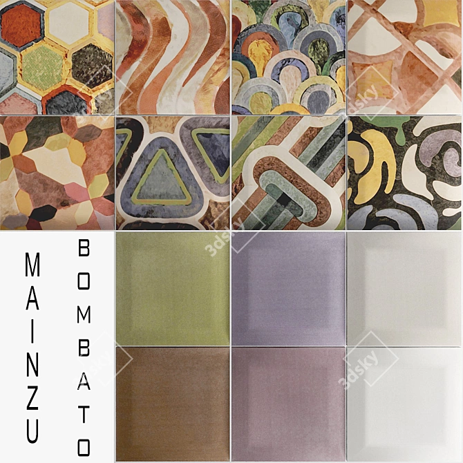 3D Matte Ceramic Tiles: Bombato Collection (15x15 cm) 3D model image 1