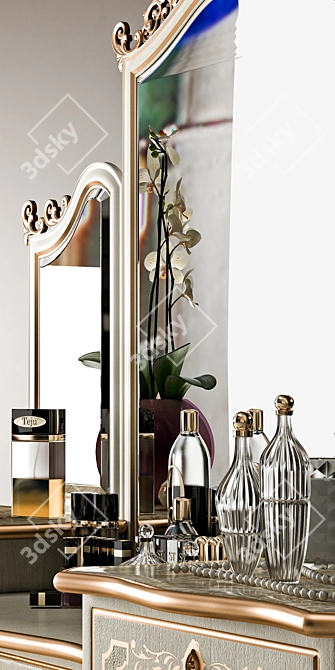 Modern Vanity Table with Mirror 3D model image 3
