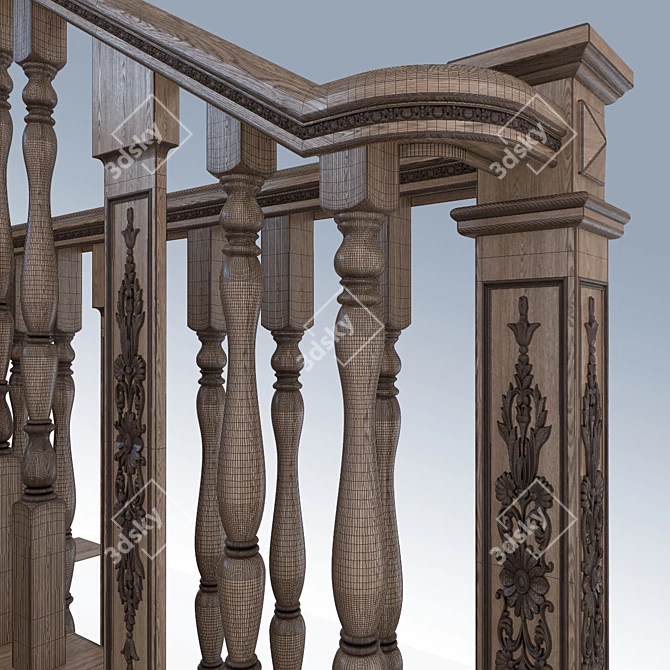 Title: Classic Oak Staircase 3D model image 3