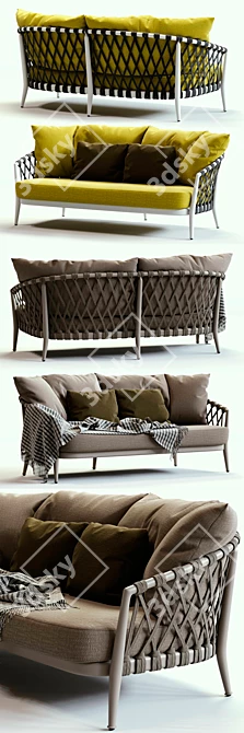 Modern Grey & Yellow Sofa Set 3D model image 2