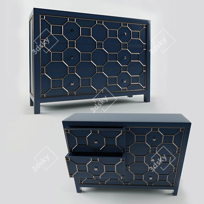  "Artevaluce" Chest Console in Blue (Includes Mirror and Panels) 3D model image 2