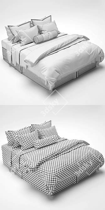 Title: Ethnic-Chic Bedding Set 3D model image 3