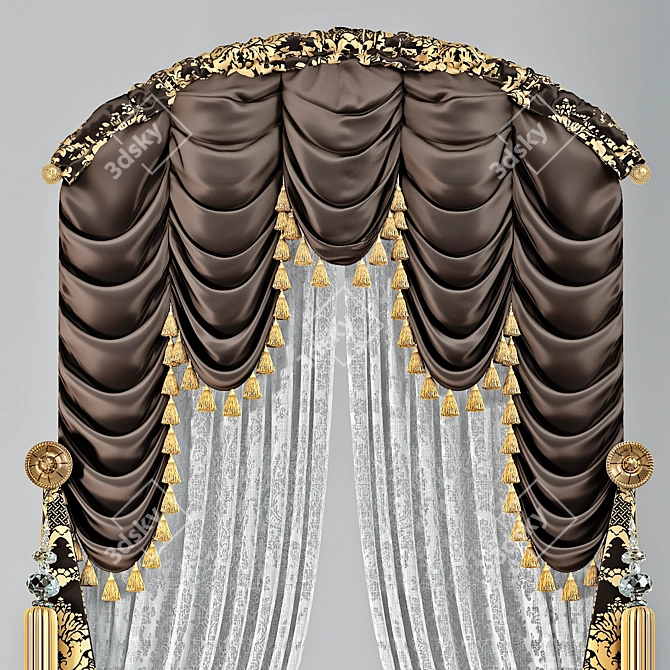 Classic Arch Window Curtain 3D model image 2