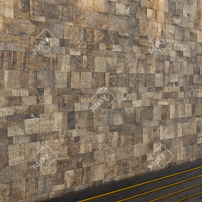 Shale Stone Wall: Rustic Elegance 3D model image 2