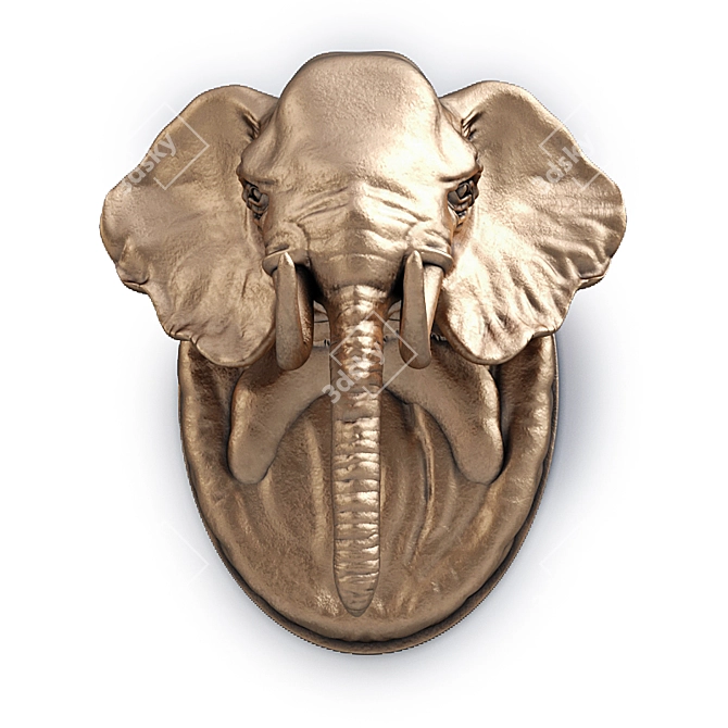 Golden Elephant Head Wall Decor 3D model image 1