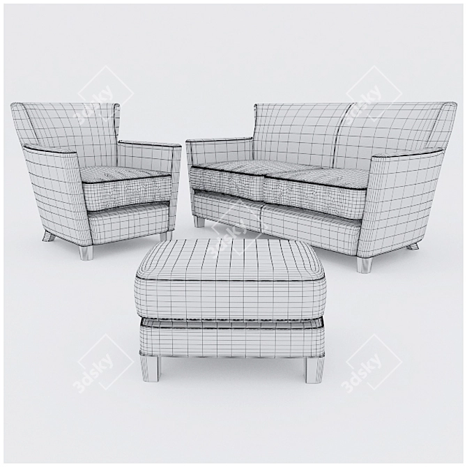 Elegant Briarwood Leather Loveseat 3D model image 3