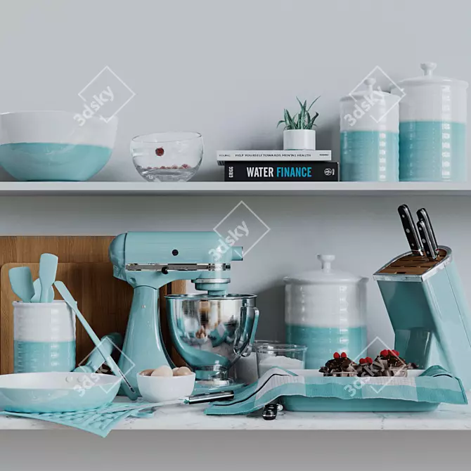 Aqua Sky Kitchen Set by Crate & Barrel 3D model image 1