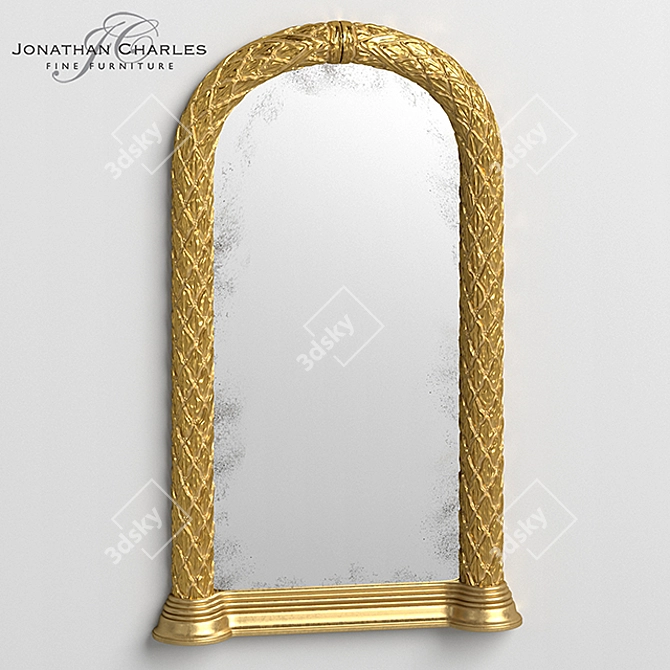 Handcarved Water Gilded Wall Mirror 3D model image 3