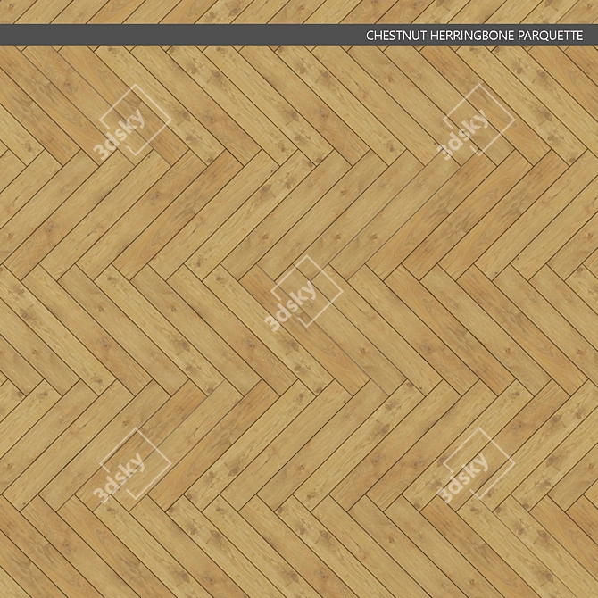 Charming Chestnut Herringbone Parquet 3D model image 2