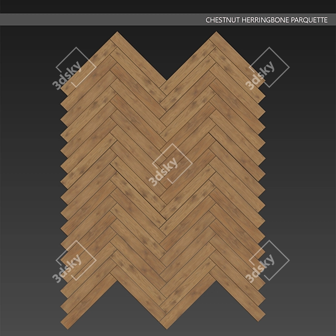 Charming Chestnut Herringbone Parquet 3D model image 3