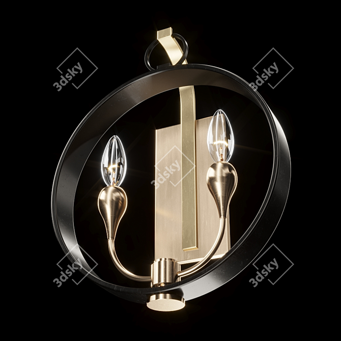 Dresden 2-Light Aged Brass Sconce 3D model image 1