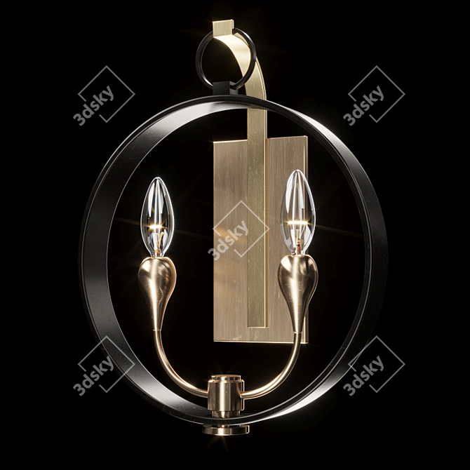 Dresden 2-Light Aged Brass Sconce 3D model image 2