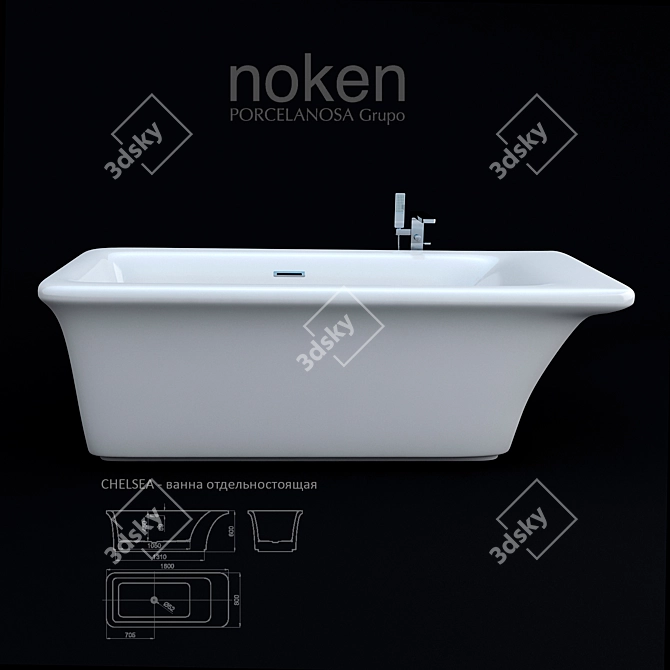Luxury Chelsea Noken Bathtub & Floor-Mounted Lounge Faucet 3D model image 1