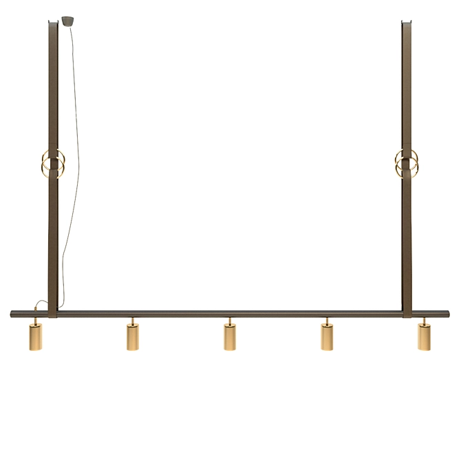 Sleek Brass Long John Ceiling Lamp 3D model image 2