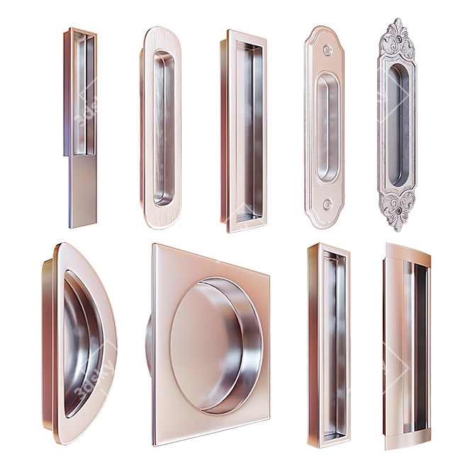 Sleek Sliding Door Handles 3D model image 1