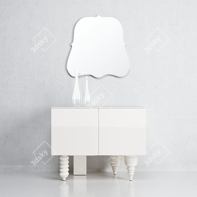 Silver Multileg Cabinet with Mirror - BD Showtime 3D model image 2