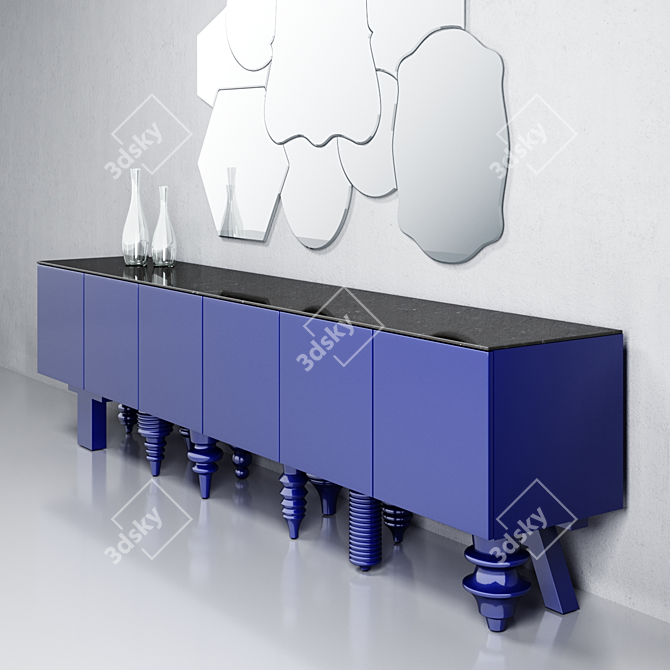 Silver Multileg Cabinet with Mirror - BD Showtime 3D model image 3