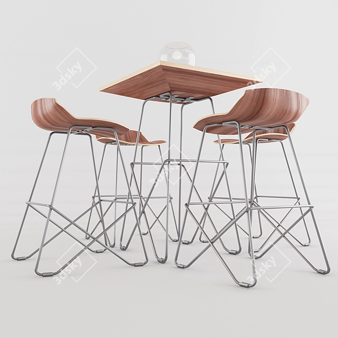 Sleek Wood Stools - Caimi Brevetti_Set 3D model image 2