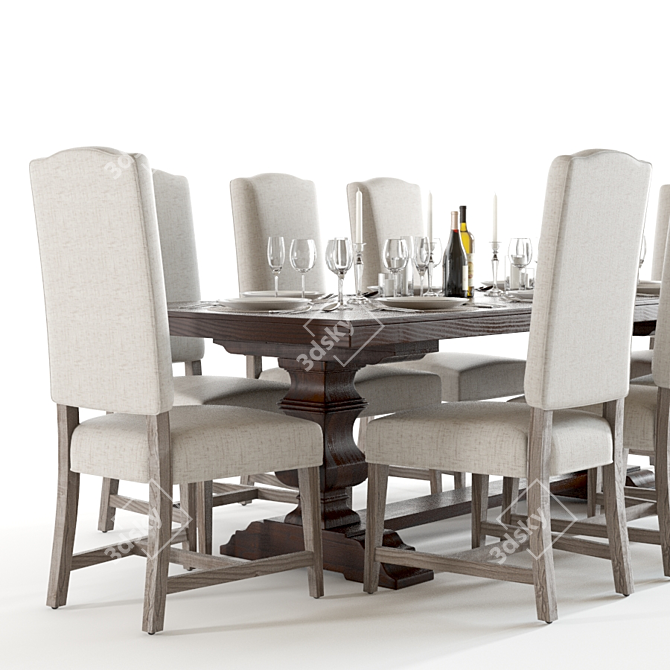 Pottery Barn Banks and Ashton: Stylish Dining Set 3D model image 3