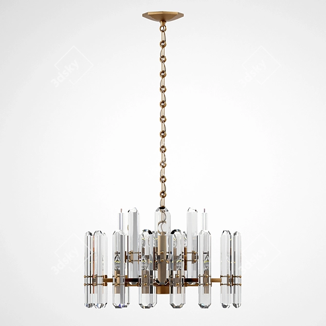 Elegant Crystal Bronze Chandelier 3D model image 3