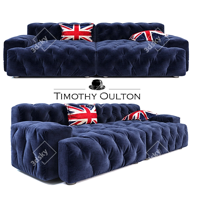Luxury Pincushion Sectional Sofa 3D model image 1