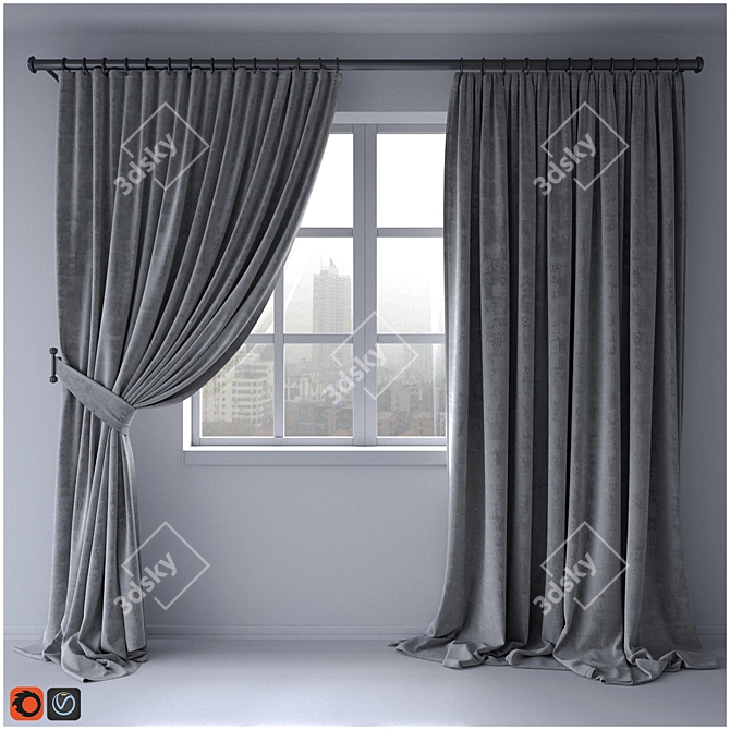 Title: Versatile Cloth Curtains for Realistic 3D Visualization 3D model image 1