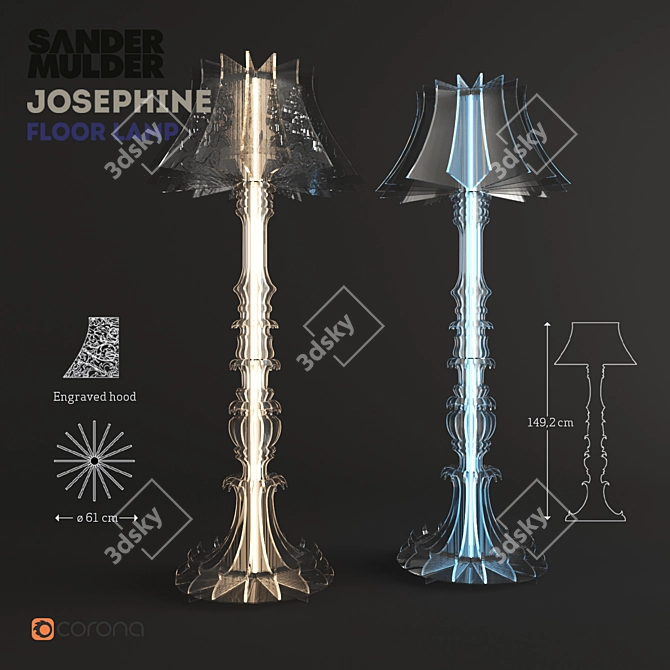 Elegant Acrylic Lamp - Josephine 3D model image 1