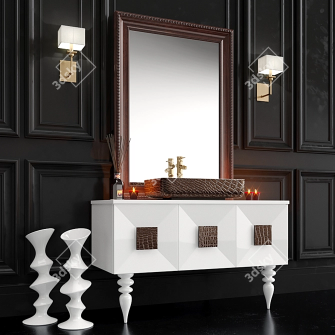 Elegant Bathroom Furniture Set 3D model image 1