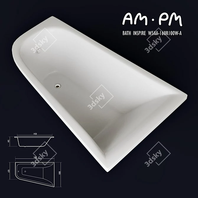 AM.PM Corner Bathtub - 560mm 3D model image 1