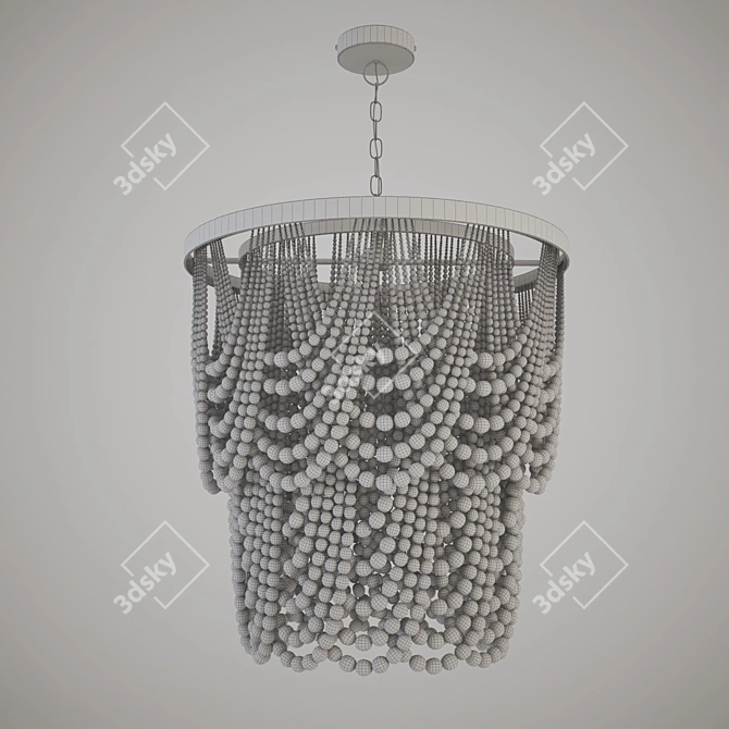 Elegant Draped Wood Bead Chandelier 3D model image 3