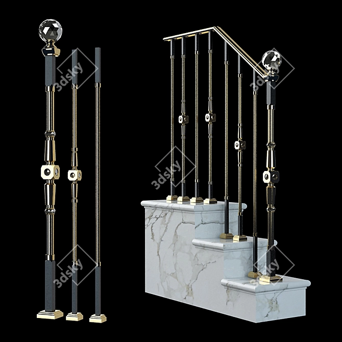 Regal Staircase Handrail 3D model image 1