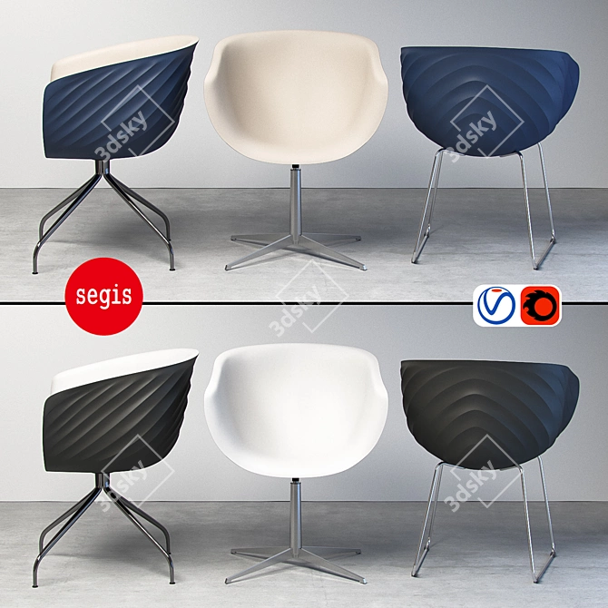 DERBY Segis Armchair: Elegant Design & Multiple Bases 3D model image 1