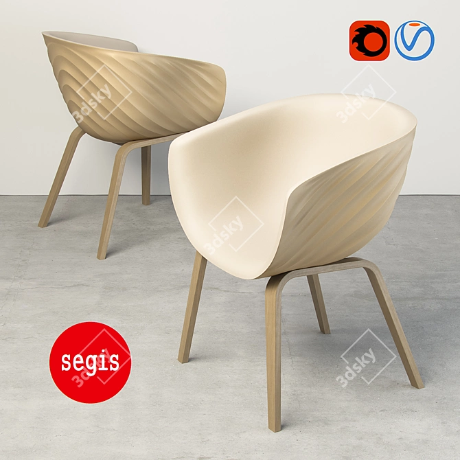 DERBY Segis Armchair: Elegant Design & Multiple Bases 3D model image 2