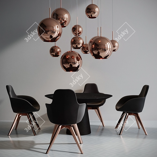 Tom Dixon Copper Set - Chair, Pendant, Table 3D model image 1