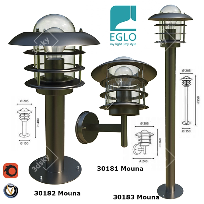 Mouna Eglo Street Lights: Illuminating Beauty 3D model image 1