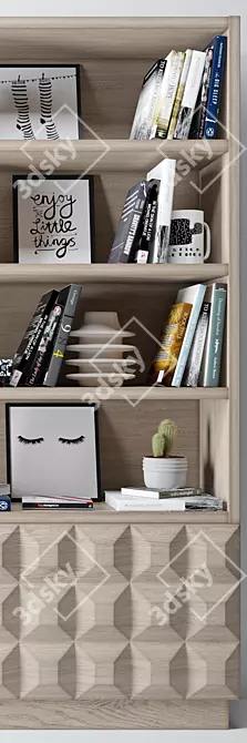 Elegant Bookshelf Decor: Detailed 3D Model 3D model image 3