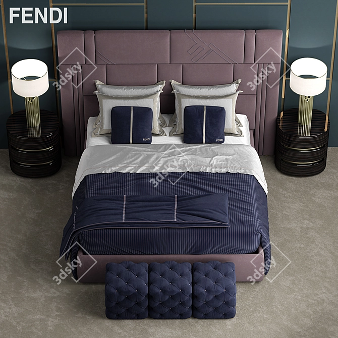 Luxury Fendi Nabucco Bed 3D model image 1
