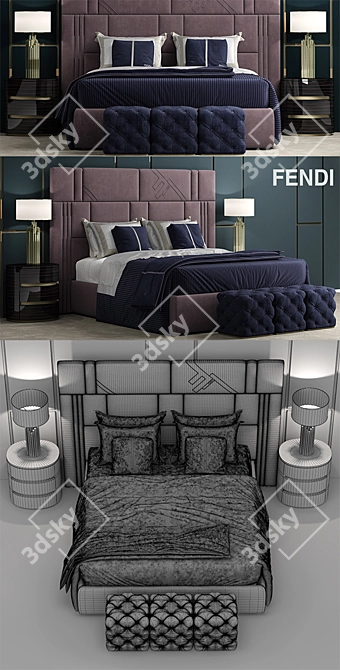 Luxury Fendi Nabucco Bed 3D model image 3