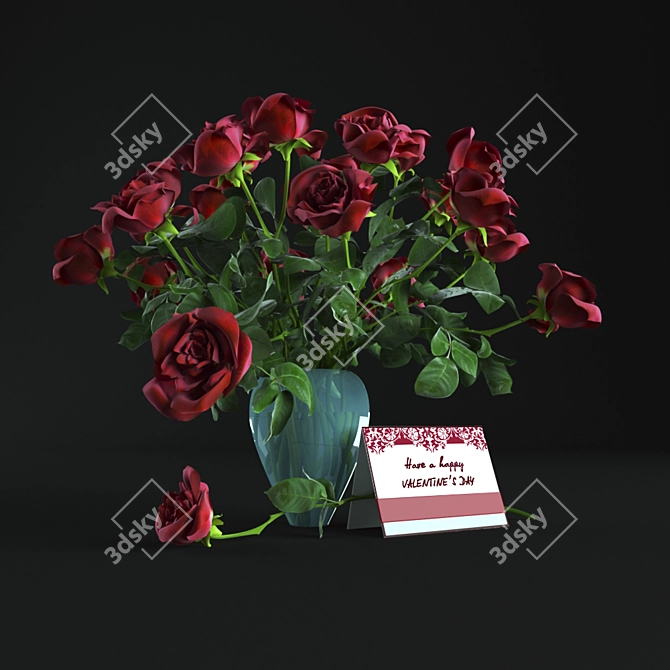 Everlasting Love: Belated Valentine's Roses 3D model image 1