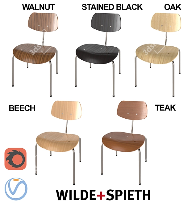 Elegant SE68 Stackable Chair 3D model image 1