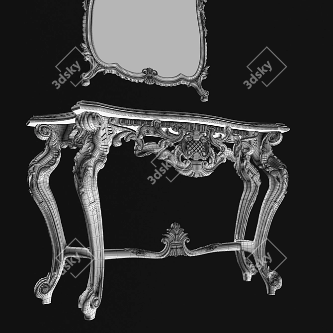 Elegant Console with Mirror 3D model image 3