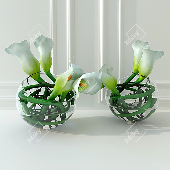 Elegant White Calla Lily 3D model image 1
