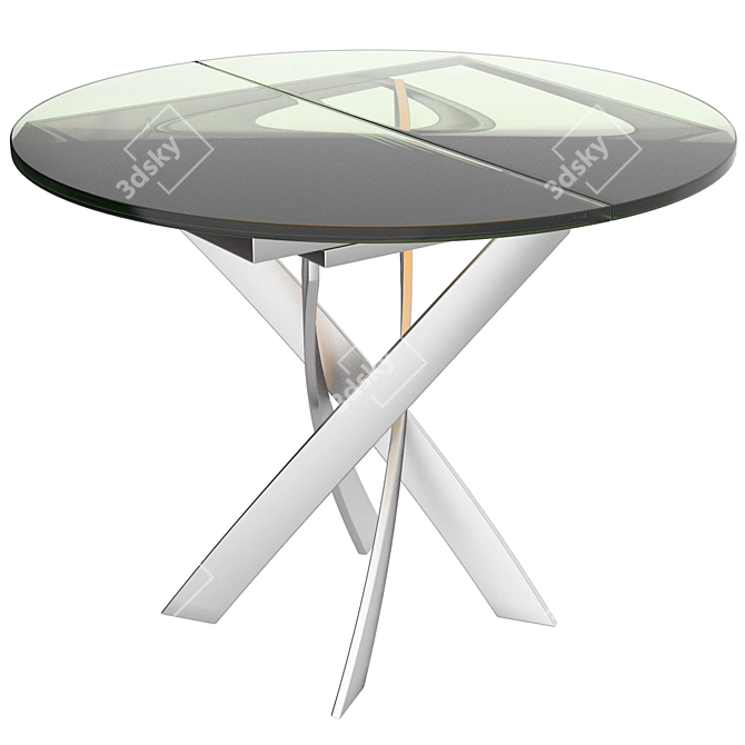 Modern Gray Glass Top Folding Table 3D model image 1