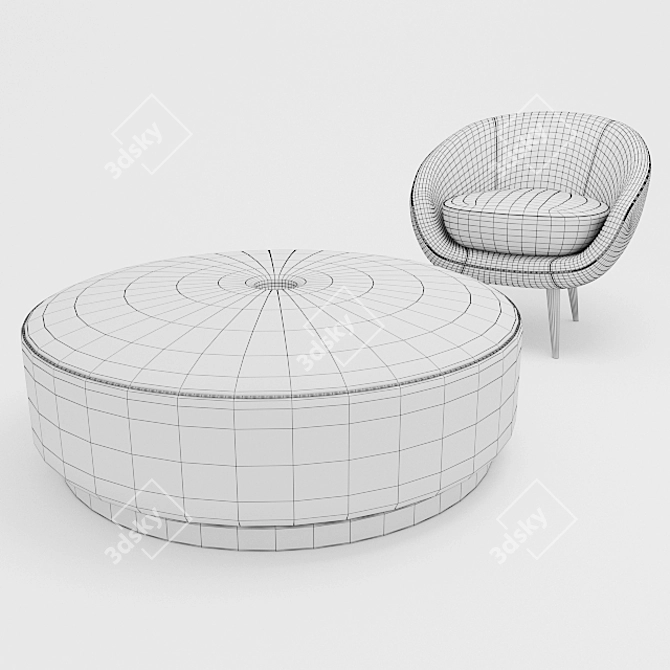 Mustard Yellow Furniture Set 3D model image 3